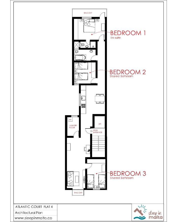 F4 Room 2, Private Room Two Single Beds Shared Bathroom Msida Buitenkant foto